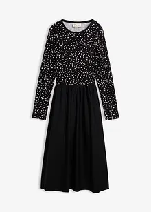 Klänning i materialmix av bomull, bonprix