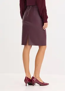 Knälång och figurnära kjol i skinnimitation, bonprix