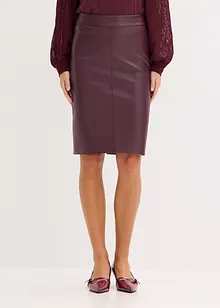 Knälång och figurnära kjol i skinnimitation, bonprix