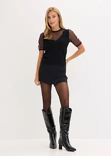 Finstickad tröja med meshinfällning, bonprix