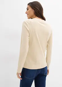 Långärmad topp i ribbat material av ren bomull, bonprix