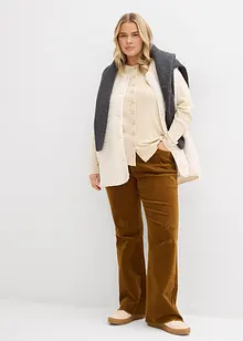 Långärmad topp i ribbat material av ren bomull, bonprix