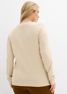 Långärmad topp i ribbat material av ren bomull, bonprix