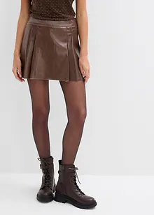 Minikjol i skinnimitation med motveck, bonprix