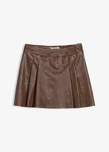 Minikjol i skinnimitation med motveck, bonprix