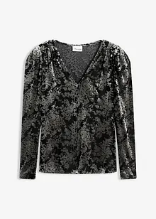 Långärmad topp av sammet, bonprix