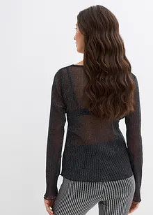 Långärmad topp i transparent mesh, bonprix