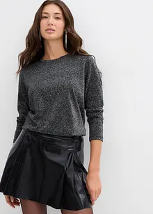 Långärmad topp med glittergarn, bonprix