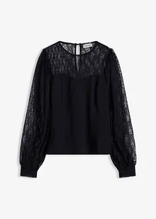Långärmad topp med spets, bonprix
