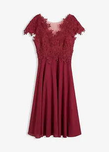 Mellanlång klänning i skir tyll med spets, bonprix