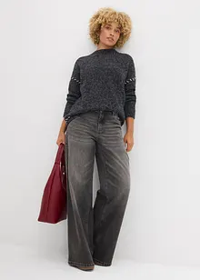 Lång tröja i fluffigt material, bonprix