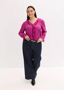 Blus med volanger, bonprix