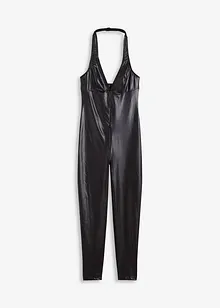Catsuit ouvert med wetlook, bonprix