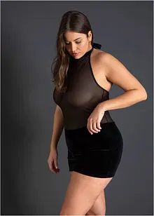 Halterneckklänning med sammet, bonprix