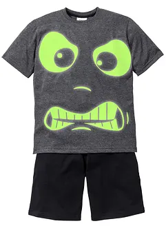 Pyjamas med shorts (2 delar) med självlysande tryck, bonprix