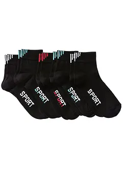 Sportsockor med texttryck (5-pack), ekologisk bomull, bonprix