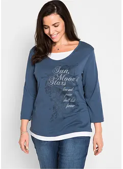 Bomullstopp med 2-i-1-look och 3/4-ärm, bonprix