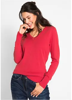 Finstickad tröja med V-ringning, bonprix