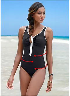 Baddräkt med dragkedja och lätt formande effekt, bonprix