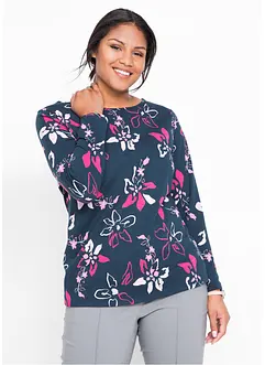 Långärmad topp med blommönster, bonprix