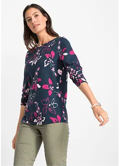 Långärmad topp med blommönster, bonprix