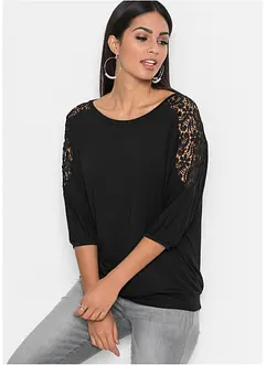 Oversizetopp med spetsdetalj, bonprix