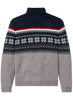 Lusemönstrad tröja med polokrage, bonprix