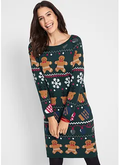 Kort stickad klänning med pepparkakor, bonprix