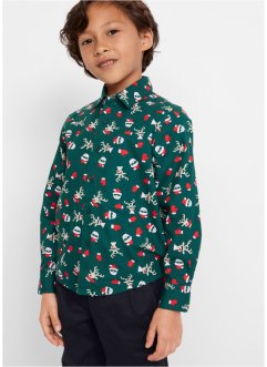 Långärmad skjorta med julmotiv för pojkar, smal passform, bpc bonprix collection