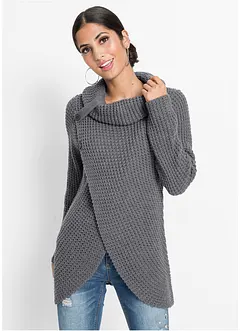 Stickad tröja med polokrage, bonprix
