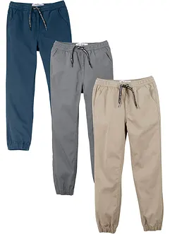 Joggingbyxa i ren bomull med bekväm midja, Regular Fit (3-pack), bonprix