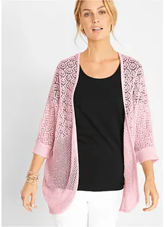 Lång cardigan med hålmönster, bonprix
