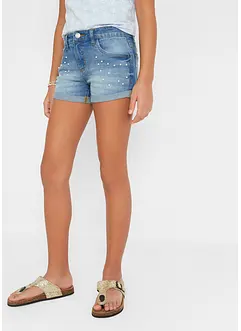 Jeansshorts med pärlor för barn, bonprix