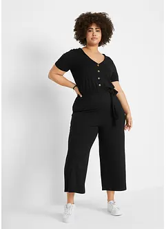 Kortärmad V-ringad jerseyjumpsuit, bonprix