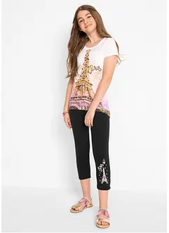 T-shirt + 3/4-leggings för barn (2-delat set), ekologisk bomull, bonprix