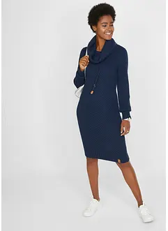 Stickad klänning med sjalkrage, bonprix