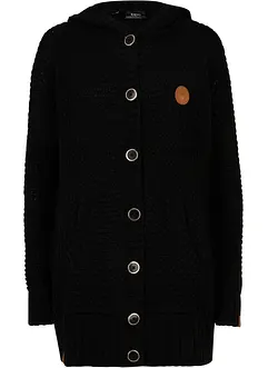 Lång cardigan med luva, bonprix