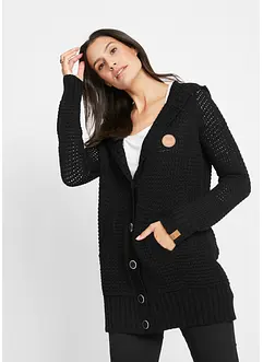 Lång cardigan med luva, bonprix