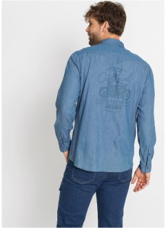 Långärmad jeansskjorta med tryck i ryggen, John Baner JEANSWEAR