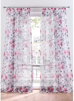 Gardin i återvunnen polyester med blommönster (1-pack), bonprix