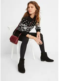 Utsvängd stickad klänning med lusemönster, bonprix