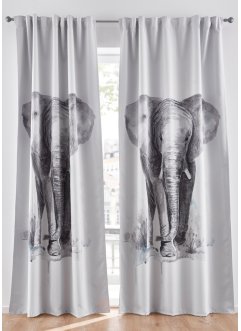 Mörkläggande gardinlängd med digitaltryck elefant (1-pack), bpc living bonprix collection