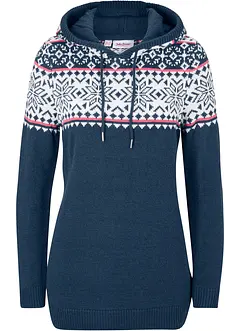 Stickad tröja med luva, bonprix