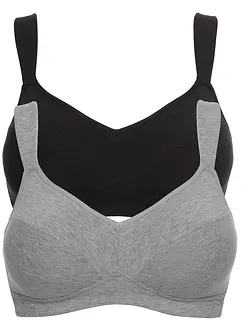 BH utan bygel med ekologisk bomull (2-pack), bonprix