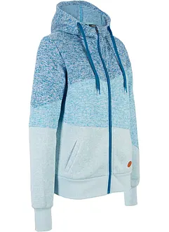 Stickad fleecejacka med luva, bonprix