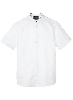 Kortärmad linneskjorta med ståkrage, bonprix