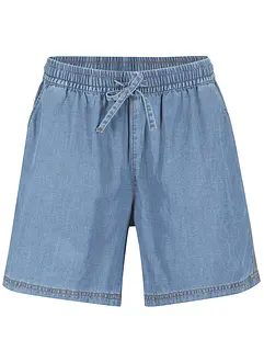 Tunna denimshorts med linne och bekväm midja, extra vida, bonprix