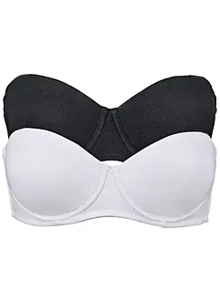 Axelbandslös BH med bygel med ekologisk bomull (2-pack), bonprix