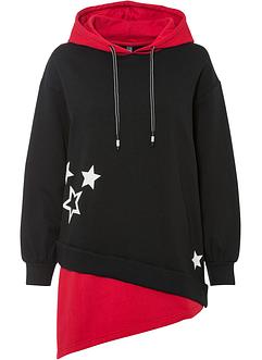Sweatshirt med luva och asymmetrisk nederkant, RAINBOW