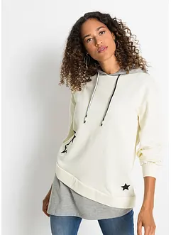 Sweatshirt med luva och asymmetrisk nederkant, bonprix